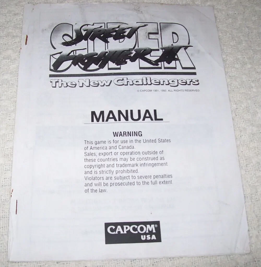 Super Street Fighter II Original Video Game Service Manual Vintage Capcom FAIR